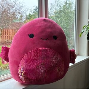 Squishmallows 16-Inch Barella Raspberry Betta Fish with Shiny Textured Fins